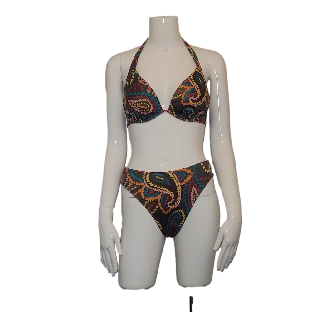 Victoria’s Secret Paisley Bikini Set Brown Multicolor Underwire SIZE 36B/S